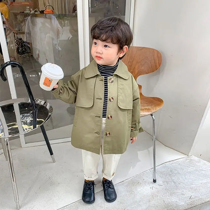 Baby Boys Fashion Long Trench Coats Jackets Kids Casual Elegant Cotton Jackets Overcoats Children Clothes