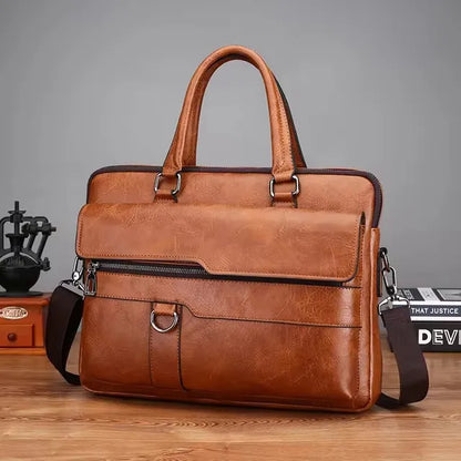 Luxury Brand Men Handbag Leather Man Briefcase for Laptop Messenger Men Leather Shoulder Bag Business Portfolio For A4 Document