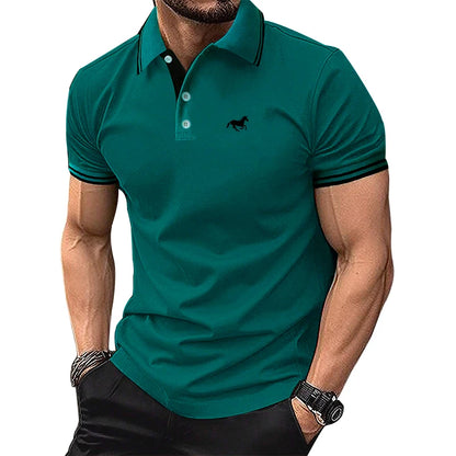 Men Clothes Summer Fashion Short Sleeve Pure Color Polo Shirt 100% Polyester Men Business Casual Lapel Golf Polo Shirt Tops