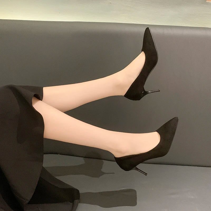 Women Shoes 2024 New Women Pumps Suede High Heels Shoes Fashion Office Stiletto Party Shoes Female Comfort Women Heels