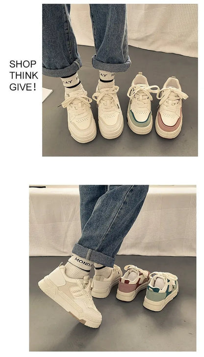 Fashion Small White Shoes Women New Spring and Autumn Leisure Sports Shoes Girls with Thick Soles Low Top Board Shoes