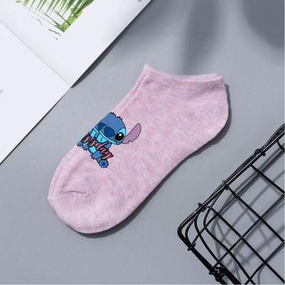 Anime Disney Lilo & Stitch Short Socks Cartoon Boat Socks Spring Summer Breathable Socks for Men and Women Cotton Ankle Socks