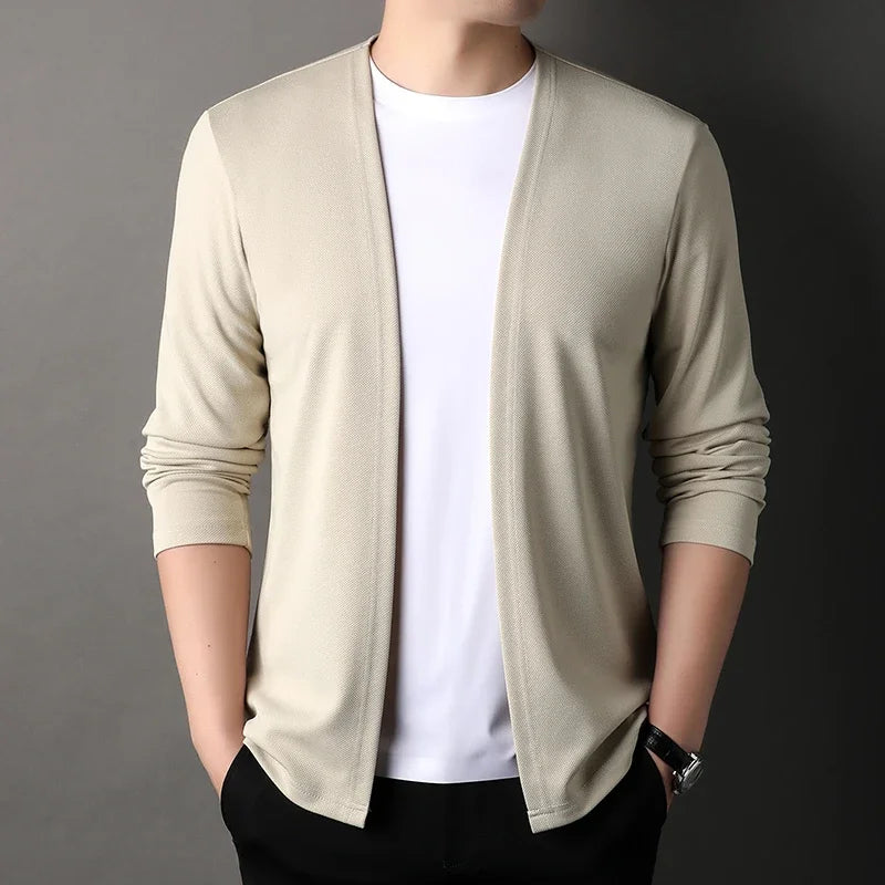 New Men's Long Sleeved Cardigan Jacket Casual Fashion Top