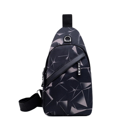 Men's Chest Bags Geometric Print Oxford Cloth Casual Crossbody Bag Sports Travel Outdoor Chest Shoulder Bags