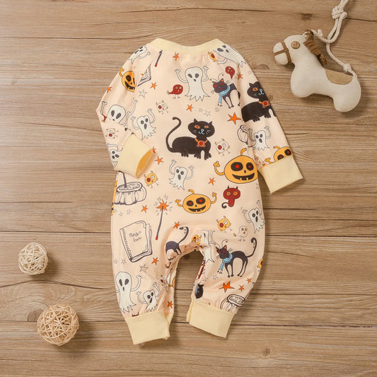 Spring and Autumn Clothes Long-sleeved One-piece Clothes for Boys and Women Babies and Young Children Festive Climbing Clothes