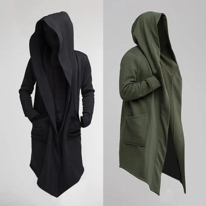 Leisure  Cool Hooded Men Trench Coat Extra Long Jacket Oversize   for Autumn