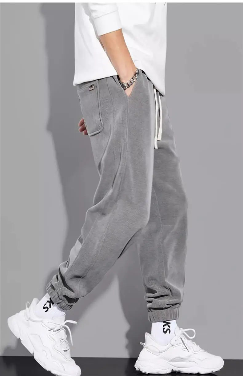 Spring Autumn Men's Loose-Fit Wide-Leg Casual Pants Trendy Brand Heavyweight Sports Korean Style Trendy Fashion Pants