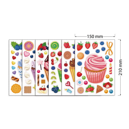 Make A Cupcake Sticker Sheets for Kids Sweet Create Your Own Cupcake DIY Puzzle Stickers Children Birthday Gifts Party Decals M