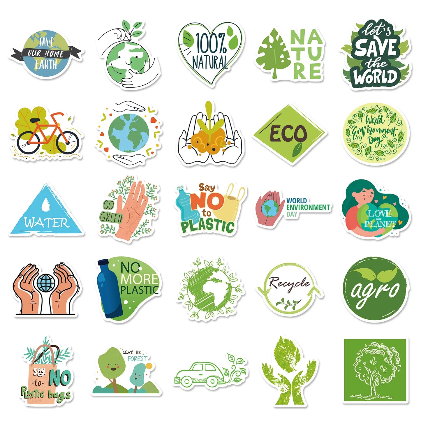 50pcs Environmental Protection ECO Protect The Earth Environment Green Logo Stationery Box Notepad Waterproof Sticker