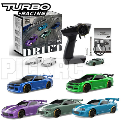 Turbo Racing 1:76 C64 C65 C61 C62 C63 RC Electric Drift Car With Gyro Radio Full Proportional Toys For Kids and Adults