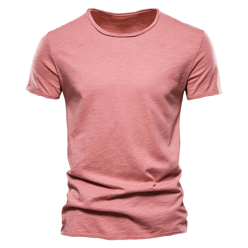 Round neck solid colour bamboo cotton short sleeve T-shirt cotton