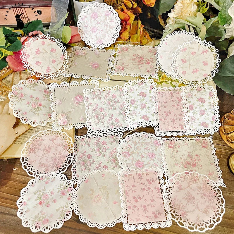 Vintage Leaves Lace Doily Paper Pieces Scrapbooking Paper Pack Handmade Craft Paper Background Pad Card Wrapping Cardstock