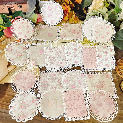 Vintage Leaves Lace Doily Paper Pieces Scrapbooking Paper Pack Handmade Craft Paper Background Pad Card Wrapping Cardstock