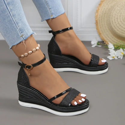 Summer New Super High Heel Wedge Sandals Women's Versatile Platform Flatform Shoes with A Straight Strap Sandals high heels