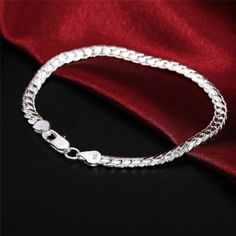 Nice 925 Sterling Silver 6mm Side Chain Bracelets For Woman Men Fashion Wedding Engagement Jewelry Gift