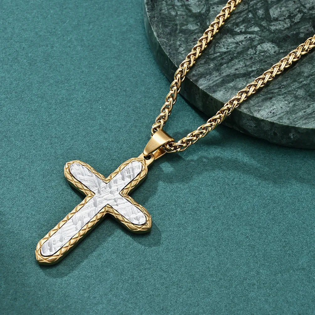 2023 New Stainless Steel Cross Pendant Necklace for Men Boyfriend Charm Link Chain Male Punk Hip-hop Jewelry Dropshipping