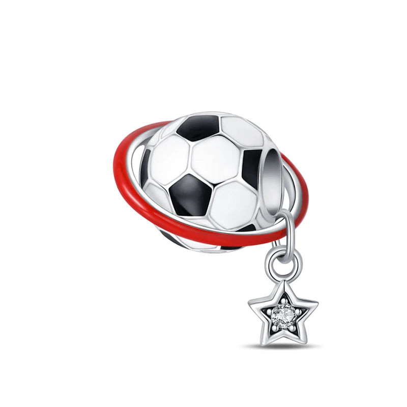 Passionate 925 Silver Dumbbell Badminton Soccer Sport Charms Beads Fit Pandach 925 Original Bracelet DIY Jewelry Graduation Gift