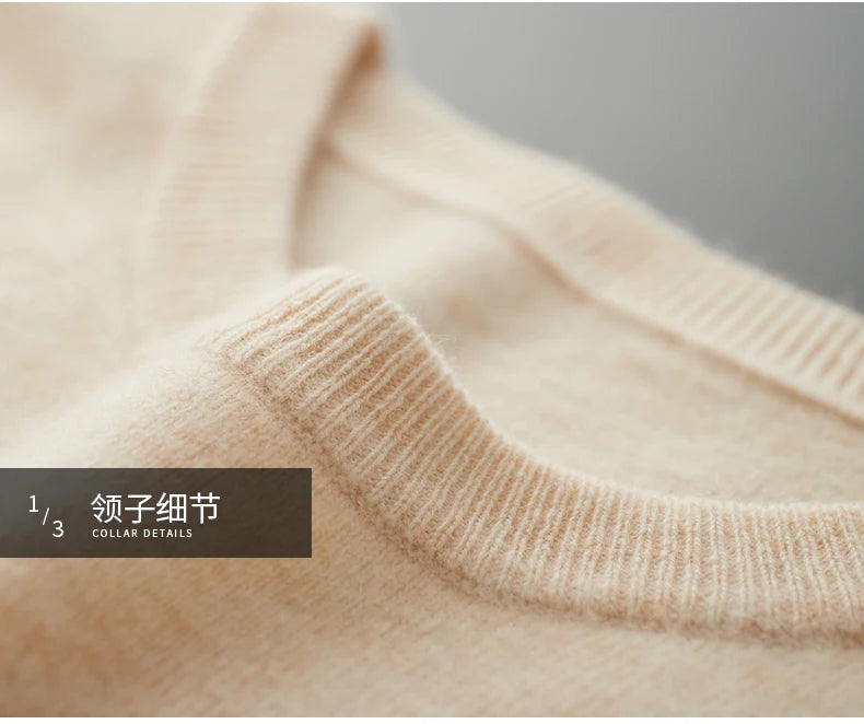 MVLYFLRT 100% Pure Merino Wool Sweater Men's Round Neck Pullover Tops Autumn Winter Thin Solid Color Sweater Versatile Basic