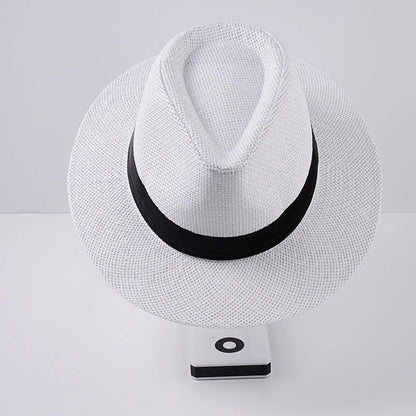 New Natural Panama Straw Hat Unisex Women Men Fashion Summer Casual Trendy Beach Sun Jazz Hat Wide Brim UV Protection Cap