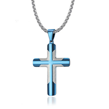 2023 New Stainless Steel Cross Pendant Necklace for Men Boyfriend Charm Link Chain Male Punk Hip-hop Jewelry Dropshipping