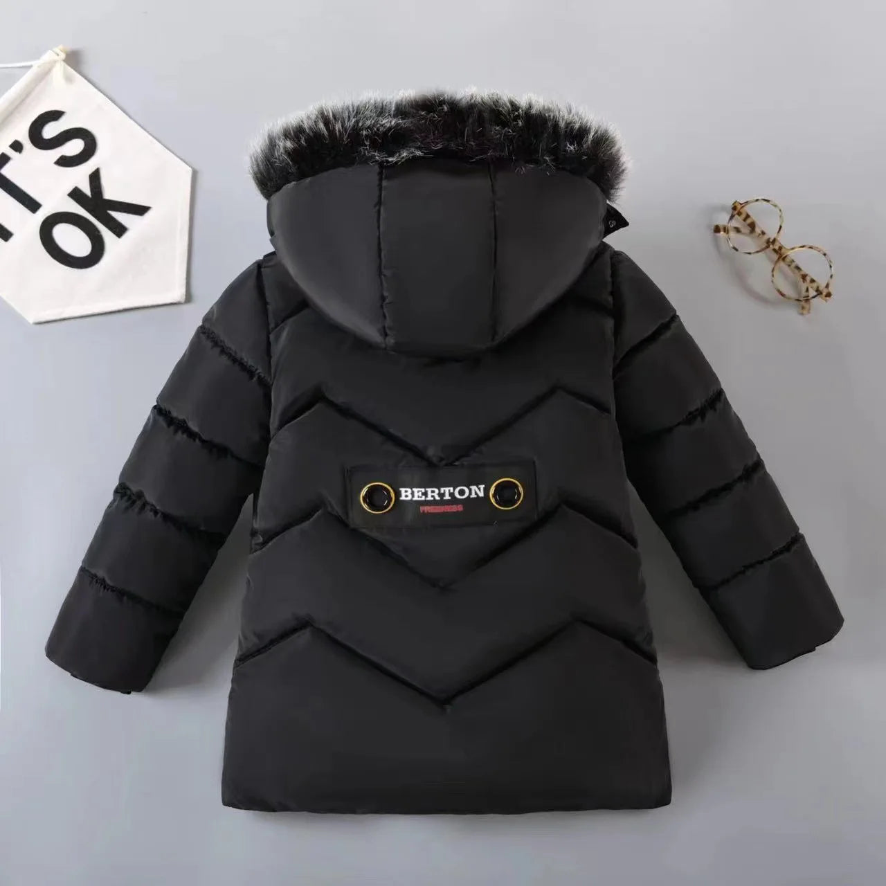 3 4 5 6 8 10 Years Winter Boys Jacket Keep Warm Fashion Fur Collar Boys Outerwear Hooded Zipper Children's Coat New Kids Clothes