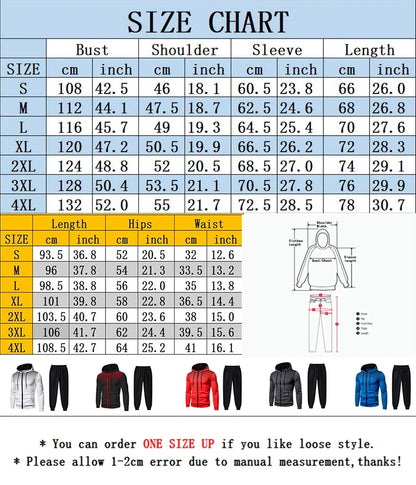 Men's Tracksuit Two-Piece Hoodie + Track Pants Jacket Pullover Casual Outdoor Sports Fashion Streetwear Zipper Hooded Set