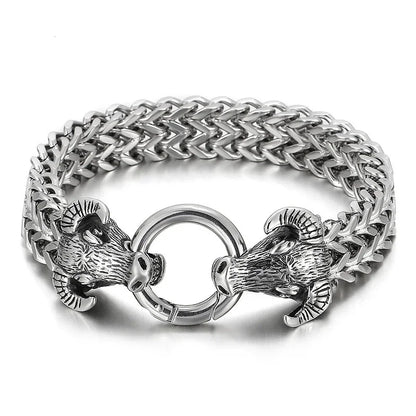 Fashion Gold Color Lion King Stainless Steel Braided Chain Bracelet Domineering Men\\'s Rock Wristband Alloy Lion Head Jewelry