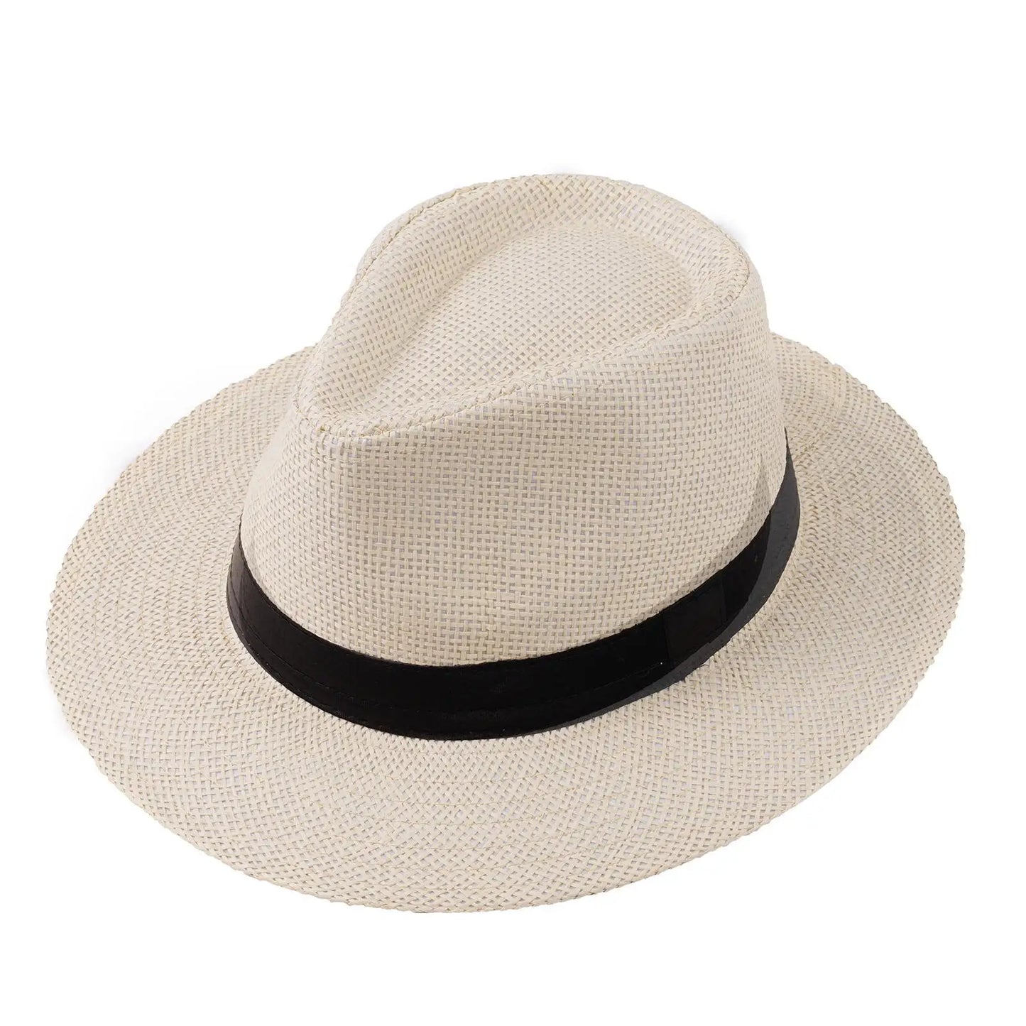 New Natural Panama Straw Hat Unisex Women Men Fashion Summer Casual Trendy Beach Sun Jazz Hat Wide Brim UV Protection Cap