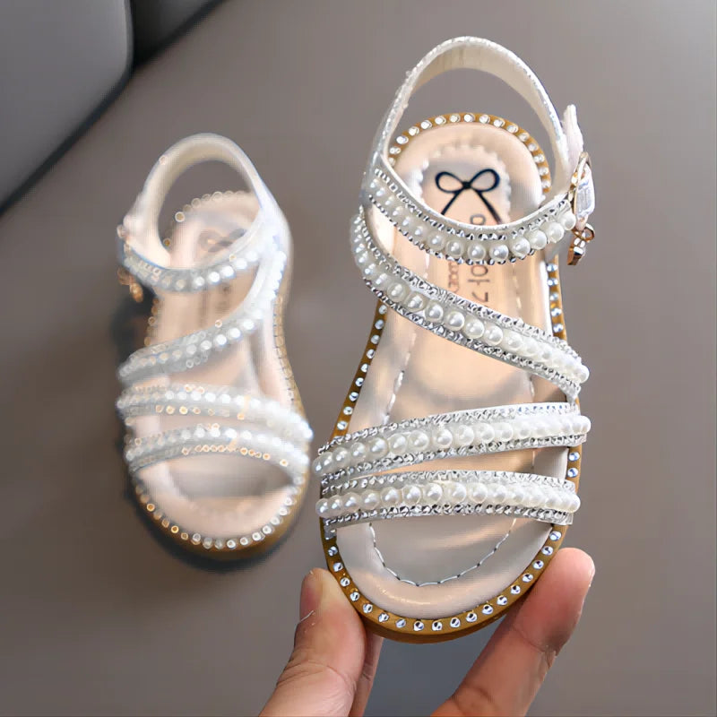 Girl Sandals Summer Fashion Kids Baby Girls Bling Rhinestone Princess Single Sandals For Little Big Girl's Shoes