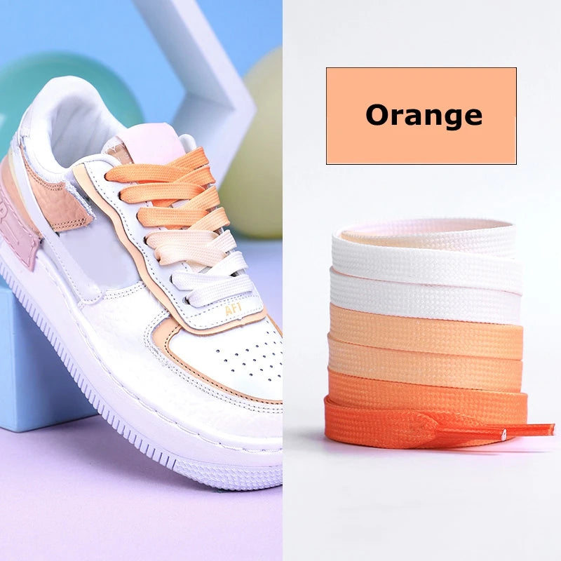 1Pair Gradient Flat Shoelaces for Sneaker Fashion Canvas Leisure Candy Party Fabric Shoelace Woman Men Shoe Laces Shoestrings