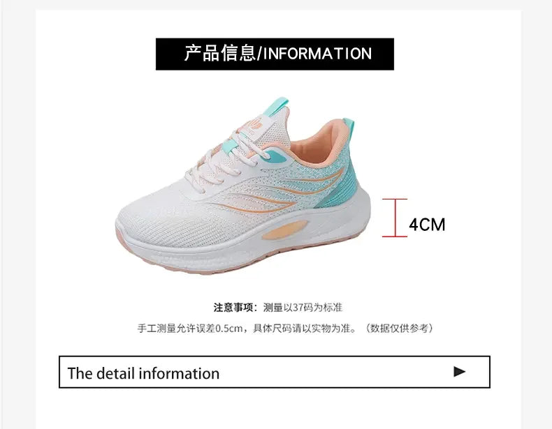 Spring 2025 New Thick Soled Sports Shoes Breathable Fitness Mesh Running Wear Resistant Casual Vulcanized Shoes for Women