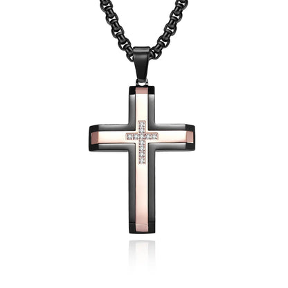 2023 New Stainless Steel Cross Pendant Necklace for Men Boyfriend Charm Link Chain Male Punk Hip-hop Jewelry Dropshipping