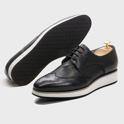 Classic Wingtip Brogue Mens Derby Shoes Genuine Leather Lace-Up Casual Business Office Luxury Brand Man Shoes Oxfords Sneakers