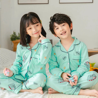 Boys Girls Pajamas Sets Kids Toddlers 2 to 3 4 5 6 7 8 9 10 11 12 Years Long Sleeves Green Avocado Children Pijamas with Buttons