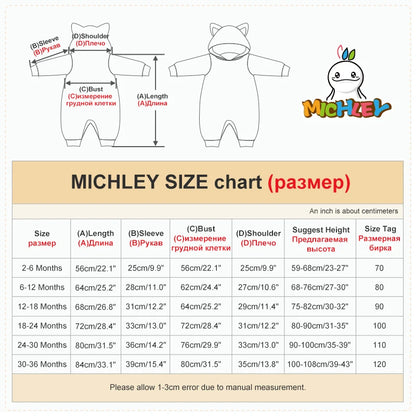 MICHLEY Halloween Cow Flannel Baby Rompers Winter Clothes Costume Hooded Bodysuits Pajamas Animals Overall Jumpsuit For Girl Boy