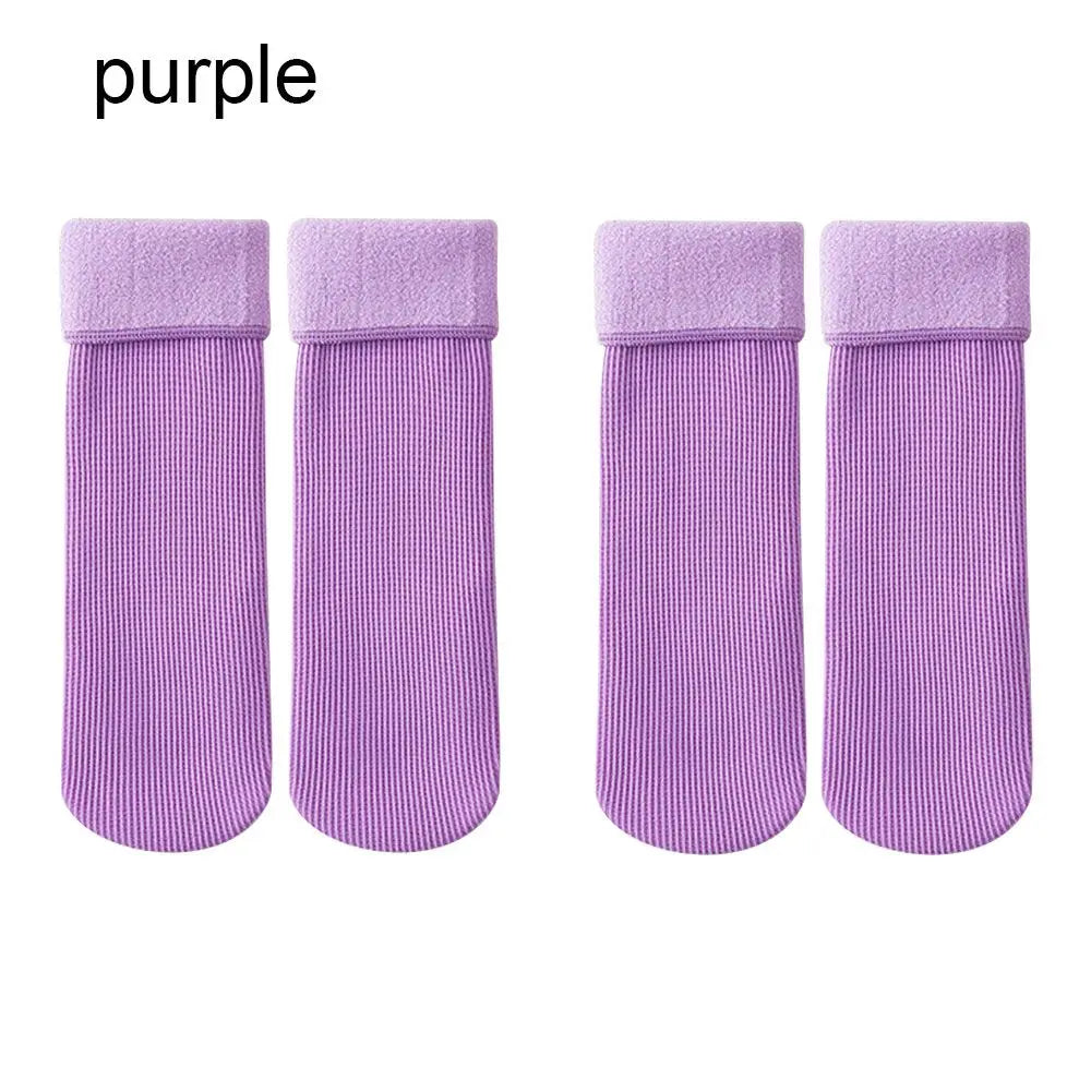 2Pairs Winter Wamer Socks Children Velvet Thicken Seamless Home Floor Socks Snow Thermal Keeping Sleeping Socks For Boys Girls