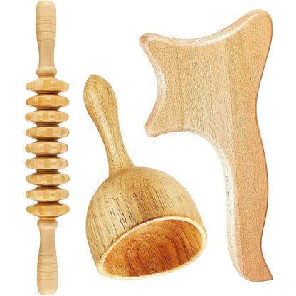 Wood Therapy Massage Tool Lymphatic Drainage Massager Anti Cellulite Fascia Massage Roller for Full Body Muscle Pain Relief