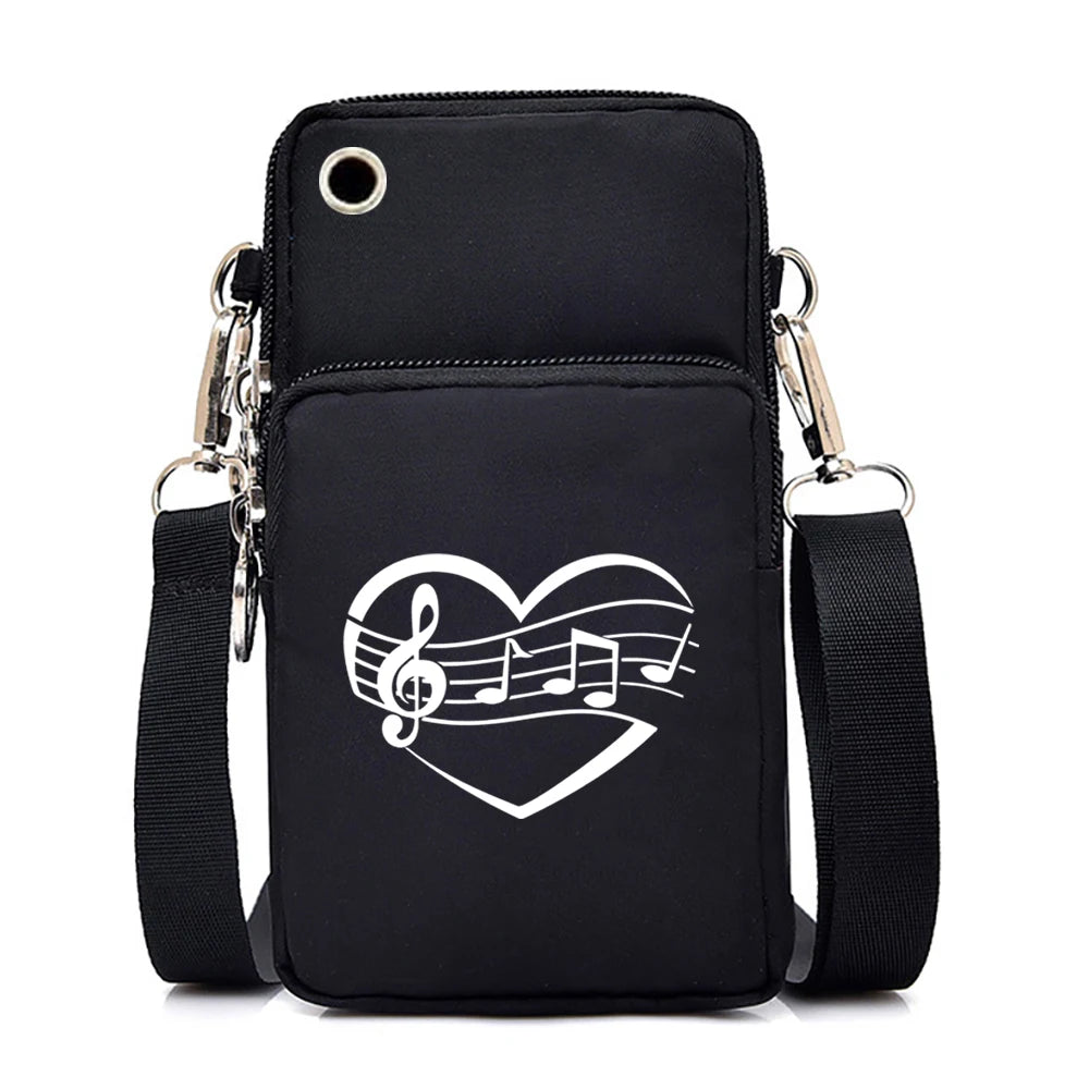 Mini Mobile Phone Bag Women Musical Symbols Messenger Bag Hanging Neck Coin Purse Vertical Handbag Fashion Small Crossbody Bag