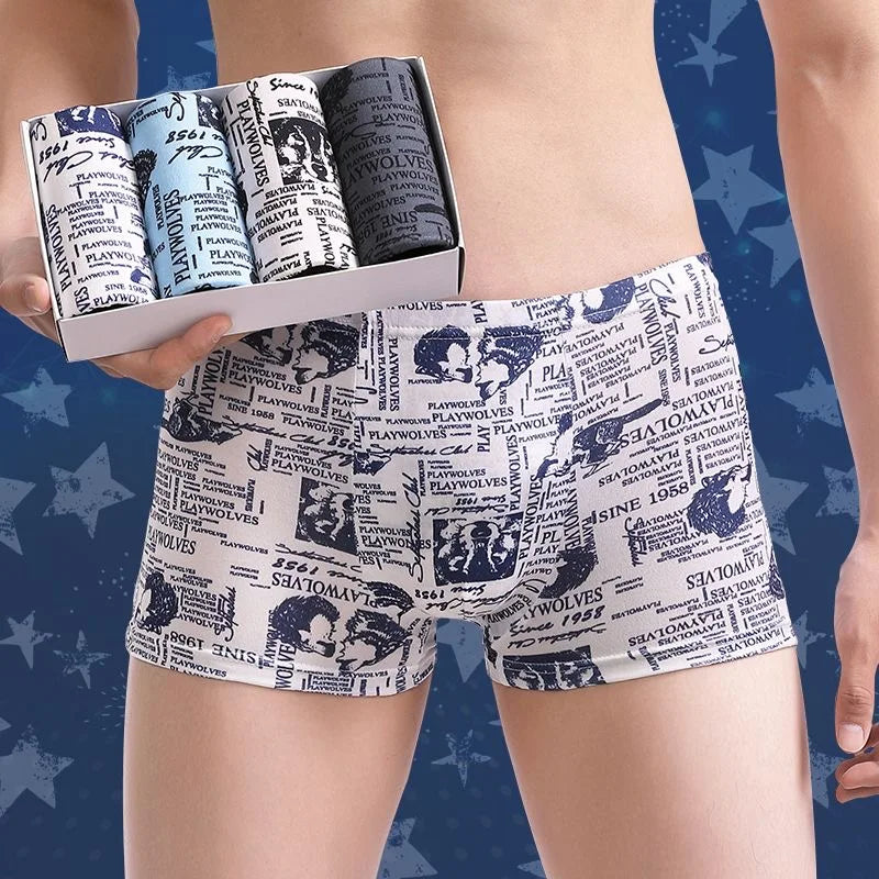 NEW Men's Panties 4pcs/Lot  Male Underpants Man Pack Shorts Boxers Underwear Fashion Sexy Mens Boxer Ultrathin Large Size L-4XL