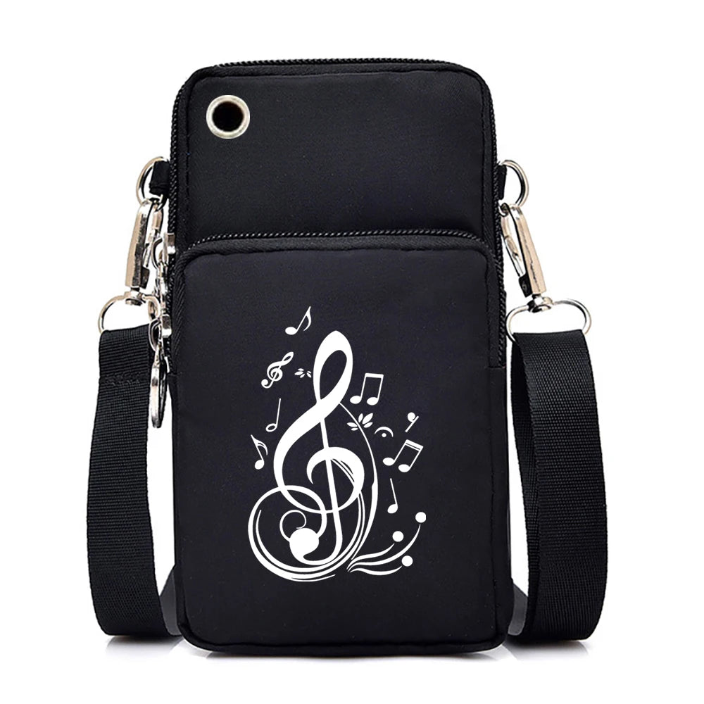 Mini Mobile Phone Bag Women Musical Symbols Messenger Bag Hanging Neck Coin Purse Vertical Handbag Fashion Small Crossbody Bag