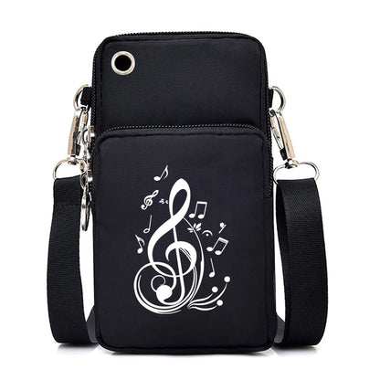 Mini Mobile Phone Bag Women Musical Symbols Messenger Bag Hanging Neck Coin Purse Vertical Handbag Fashion Small Crossbody Bag