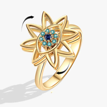 Sunflower Crystal Anti Stress Anxiety Ring Fidget Spinner Rings Adjustable for Women Metal Sakura Rotating Rings Anillos Mujer