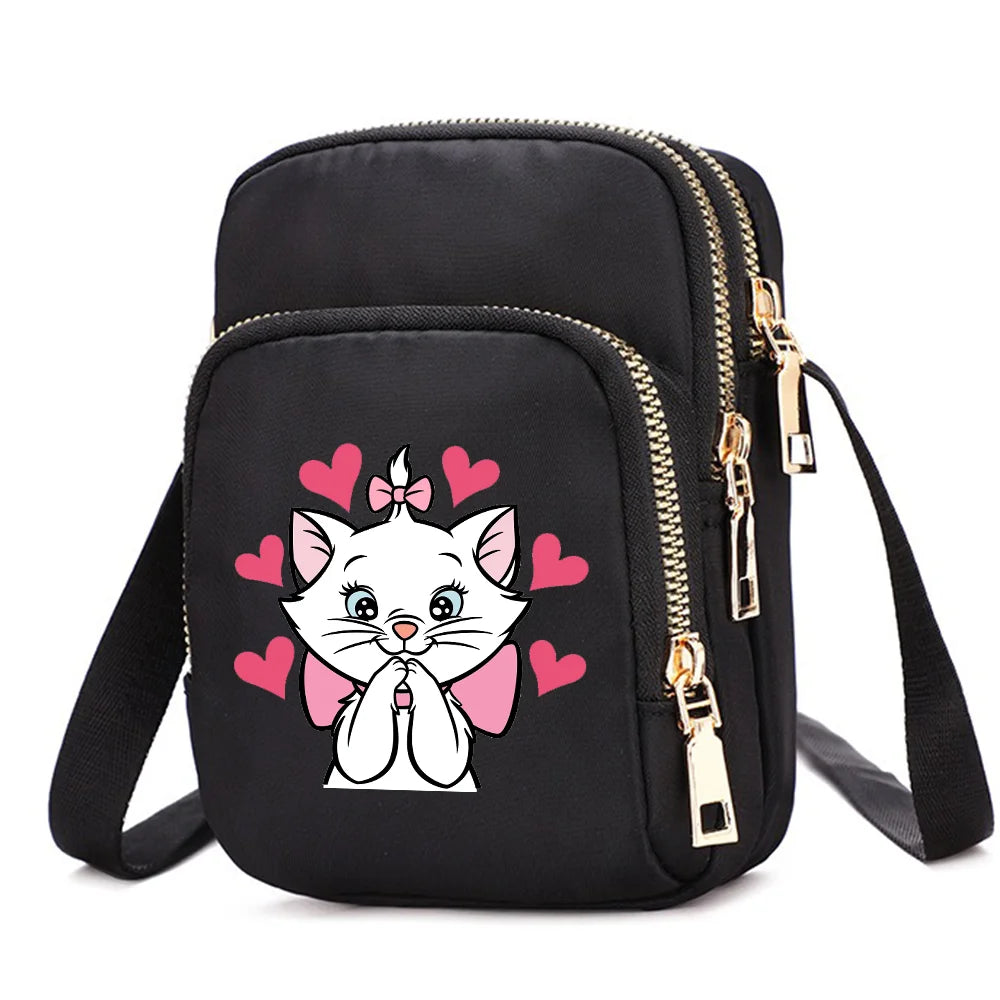 The Aristocats Marie Cat Women Shoulder Bags Cell Phone Purse Crossbody Shoulder Strap Handbag Female Girls Bags Causal Bag Gift