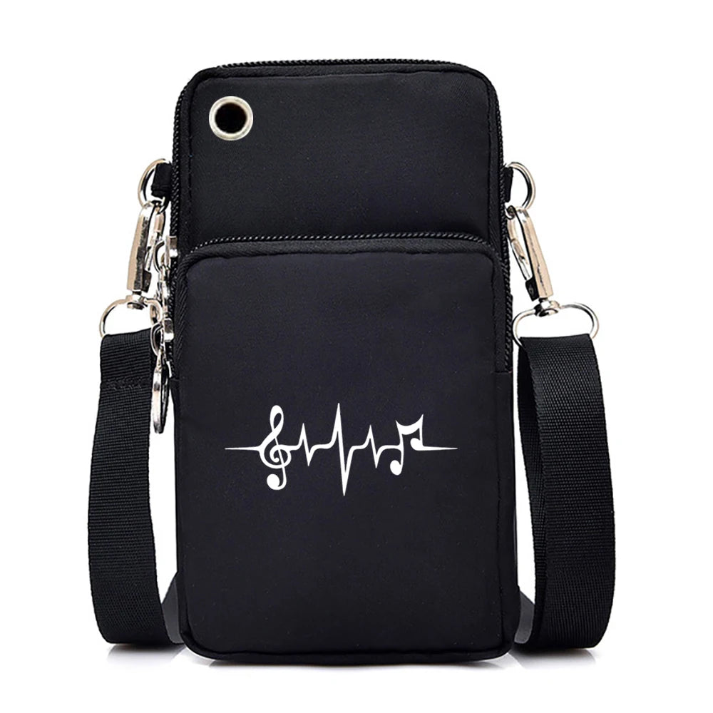 Mini Mobile Phone Bag Women Musical Symbols Messenger Bag Hanging Neck Coin Purse Vertical Handbag Fashion Small Crossbody Bag