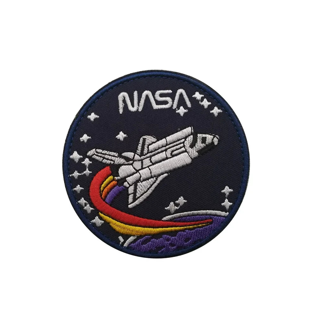 Space Badge Embroidery Hook Loop Patches Astronaut Military Hat Cloth Backpack Armband Stickers Appliques Patches for Clothing