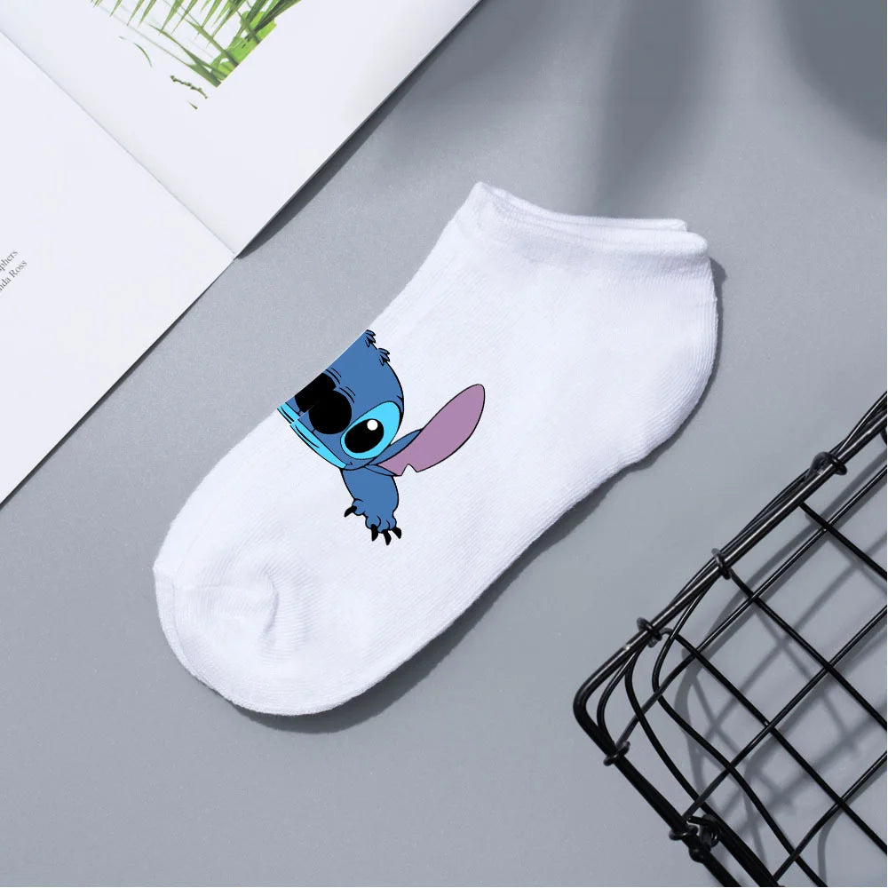 Anime Disney Lilo & Stitch Short Socks Cartoon Boat Socks Spring Summer Breathable Socks for Men and Women Cotton Ankle Socks