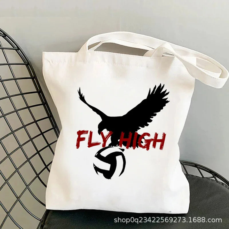 Anime Haikyuu Printed Canvas Bag Original Night One Shoulder Student Fashion Handbag in Stock