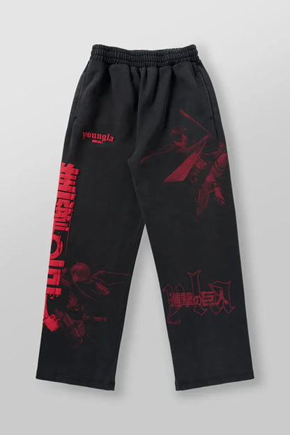 new 2024 American sports pants gym fitness running training pants cotton wool print wide leg pants