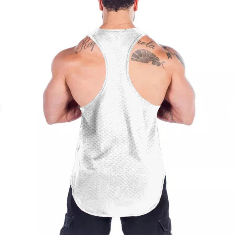 Running Vest Men Fitness Y Back Stringer Tanktop Summer Gym Clothing Summer Mesh Sport Vest Men Bodybuilding Sleeveless Shirt