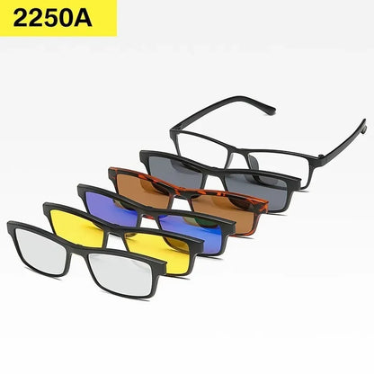 6 In 1 Custom Men Women Polarized Optical Magnetic Sunglasses Clip Magnet Clip on Sunglasses Polaroid Clip on Sun Glasses Frame